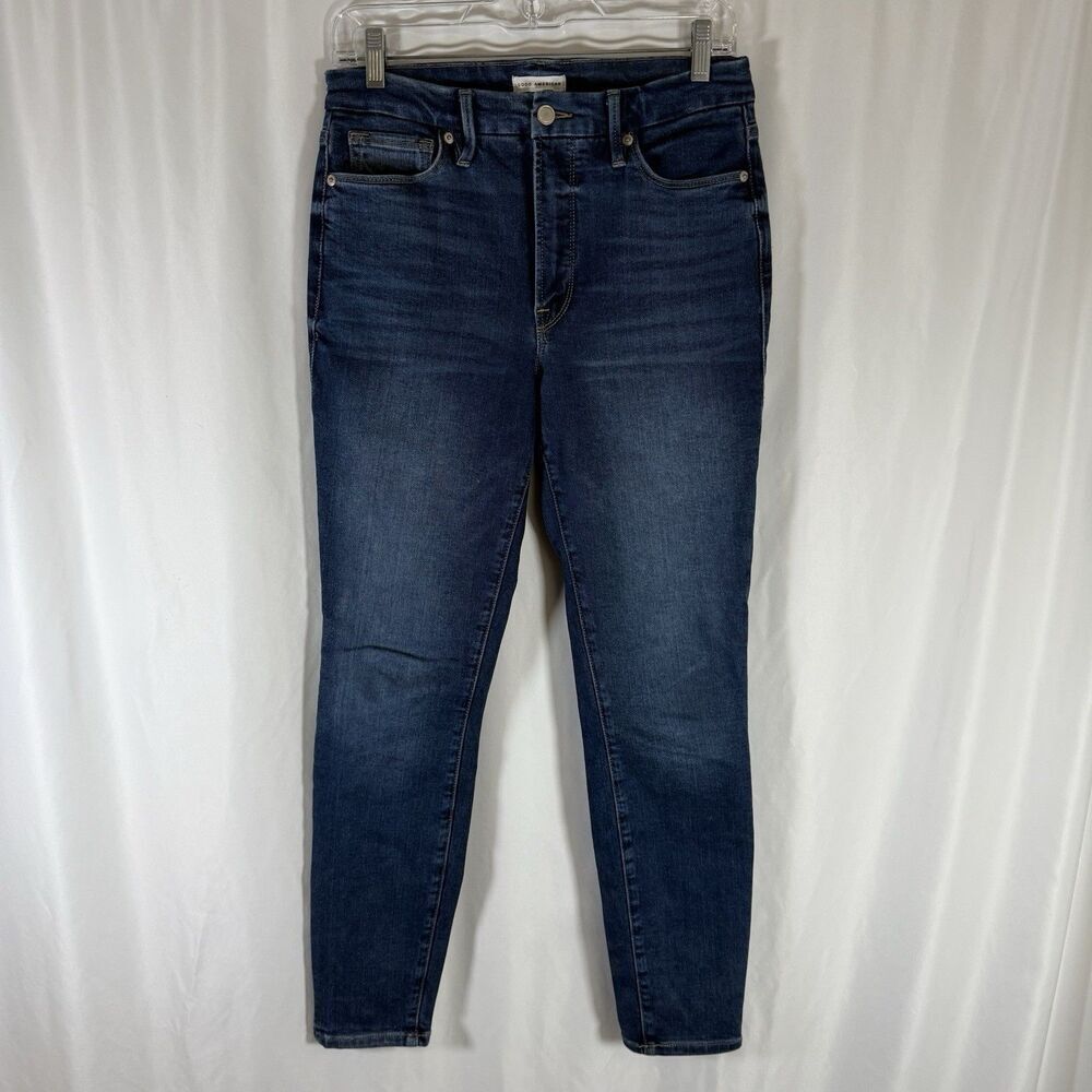 Good American Jeans Women's 6 28 Dark Wash Blue Denim High Rise Cotton Blend